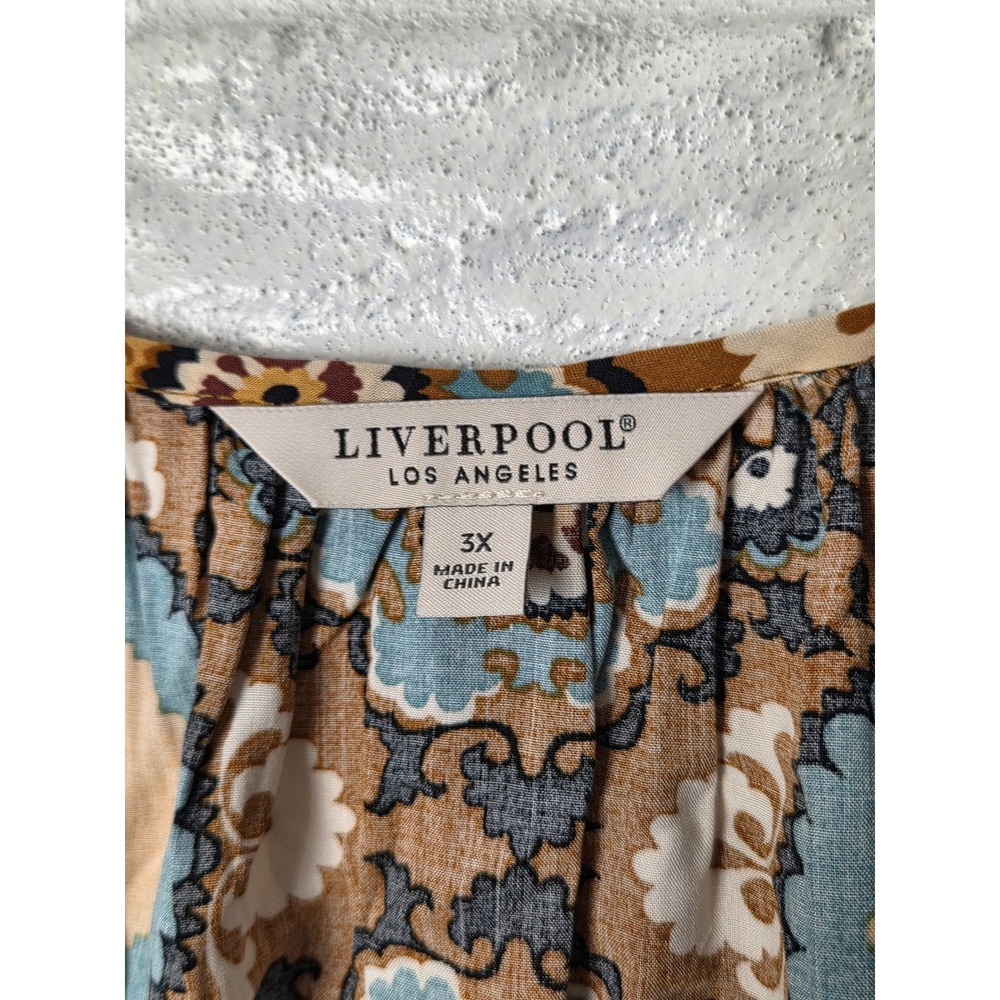 Women's size 3X LIVERPOOL top Southwest print blouse Button up long sleeve NWT - Picture 6 of 9
